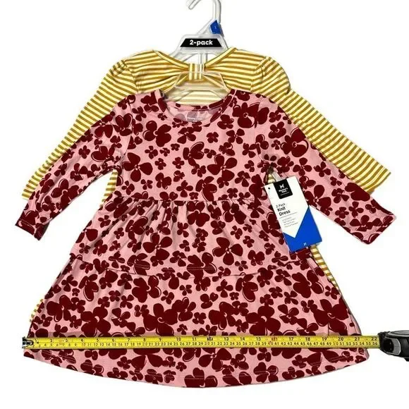 Member's Mark Girls' 2 Pack Dress Red Floral/Stripe Size 2T - Picture 8 of 15